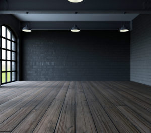 3d render of Blank wall in empty room with windows